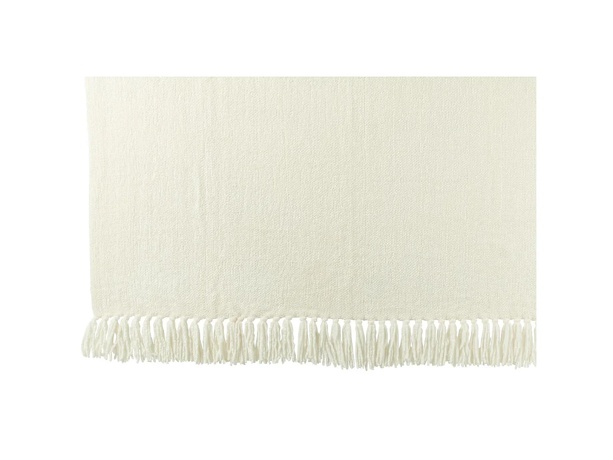 Plaid à Franges "Chenille" 130x170cm Blanc