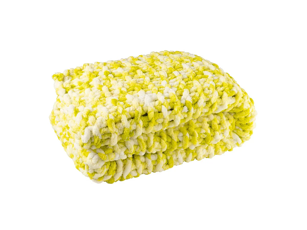 Plaid Tricoté "Efrain" 130x170cm Vert & Blanc