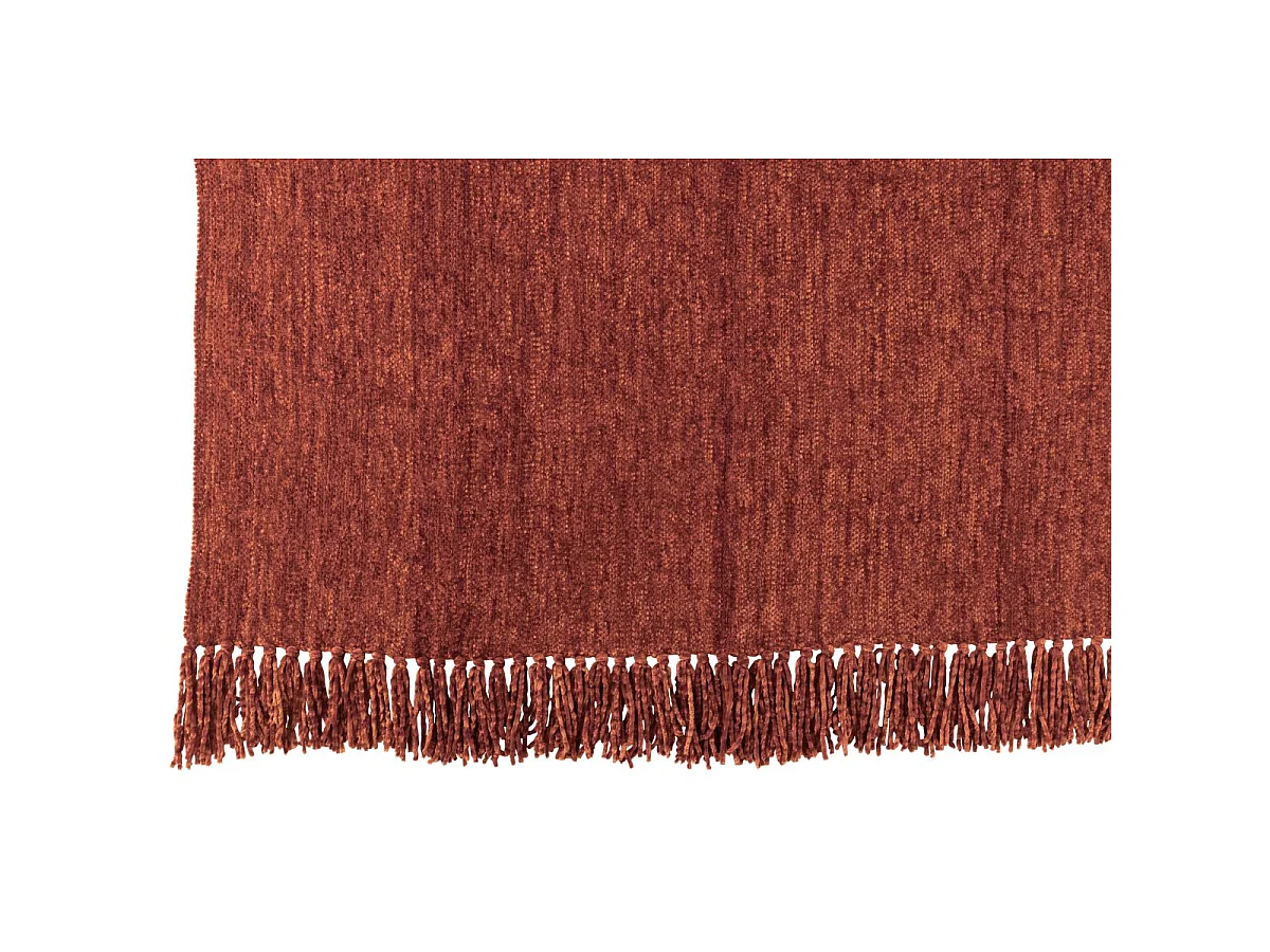 Plaid à Franges "Chenille" 130x170cm Rouille