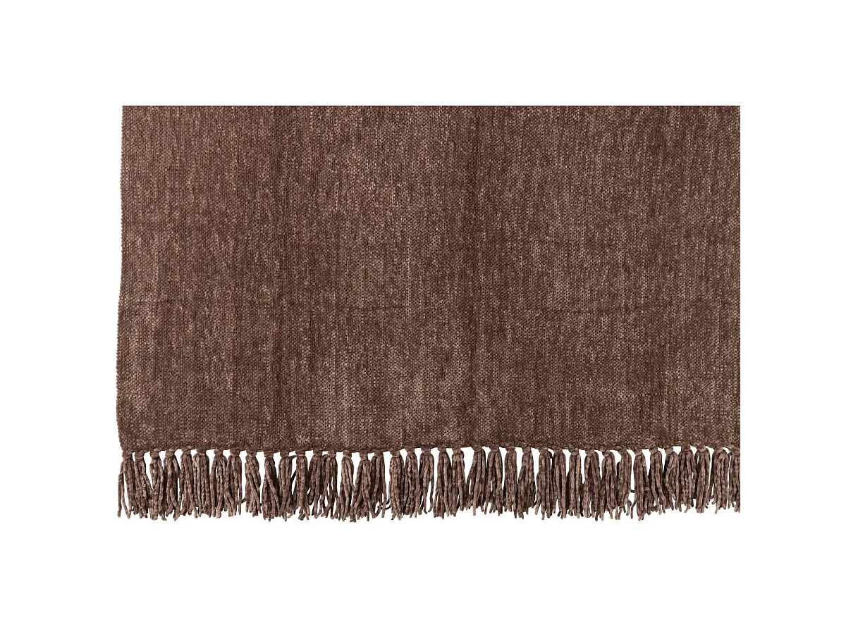 Plaid à Franges "Chenille" 130x170cm Marron Foncé