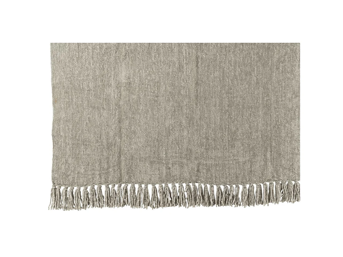 Plaid à Franges "Chenille" 130x170cm Gris Vert
