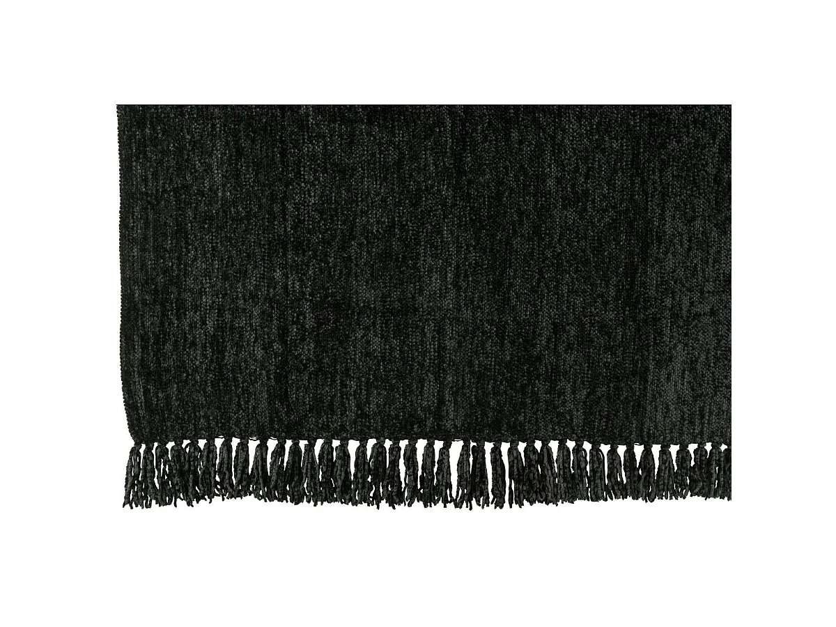 Plaid à Franges "Chenille" 130x170cm Noir