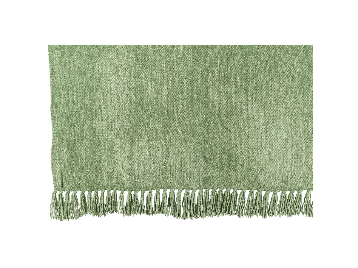 Plaid à Franges "Chenille" 130x170cm Vert Mousse