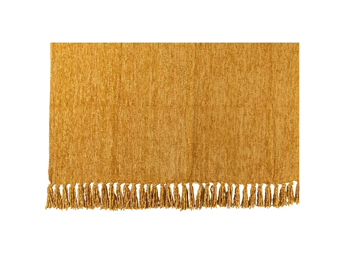 Plaid à Franges "Chenille" 130x170cm Ocre