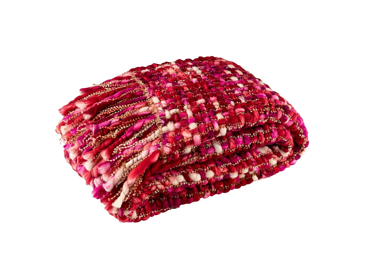 Plaid Tricoté "Efrain" 130x170cm Rose Foncé