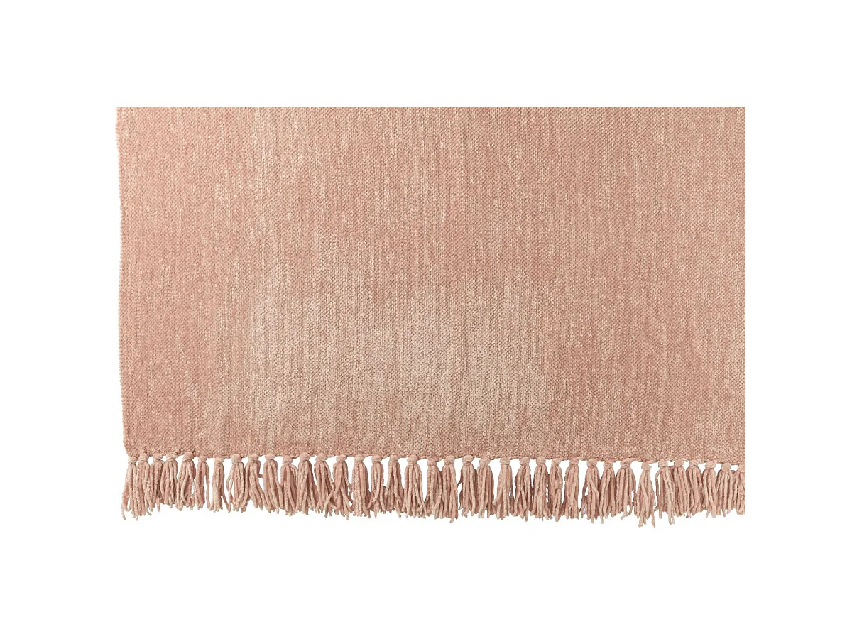 Plaid à Franges "Chenille" 130x170cm Rose Clair
