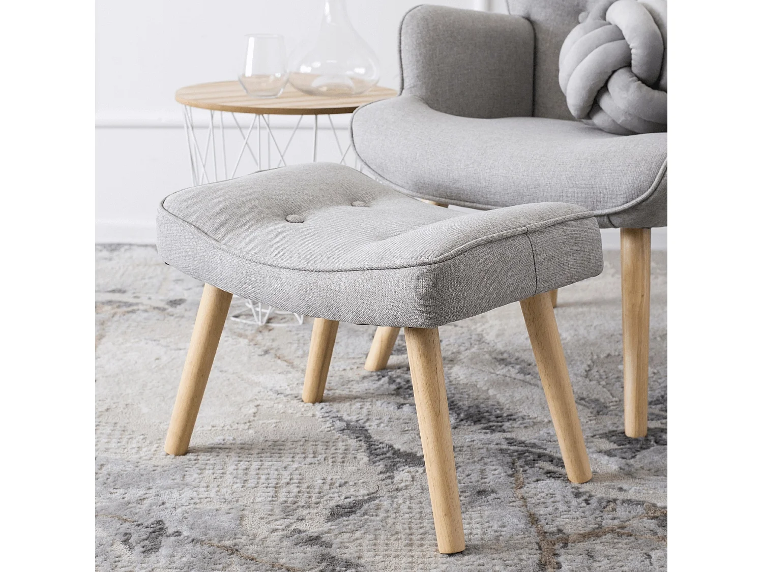 Lænestol med pouffe LOZANO 2 Grå