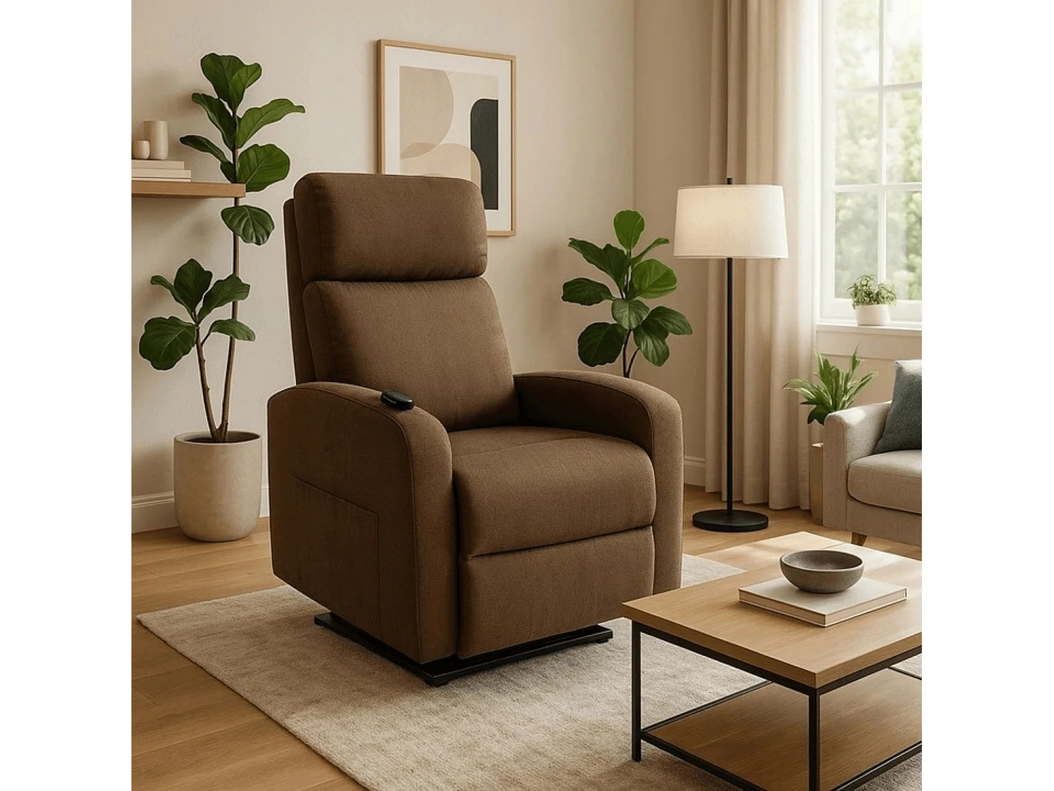 COLTON ARMCHAIR Brown met staande functie