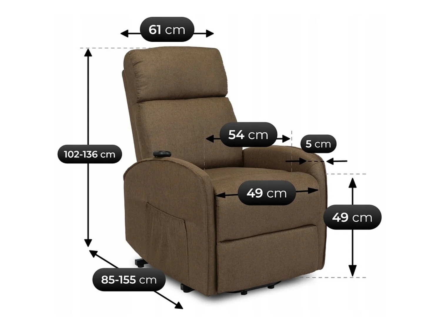 COLTON ARMCHAIR Brown met staande functie
