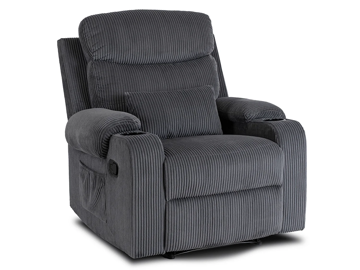 Fauteuil lounge TORRES en velours côtelé gris