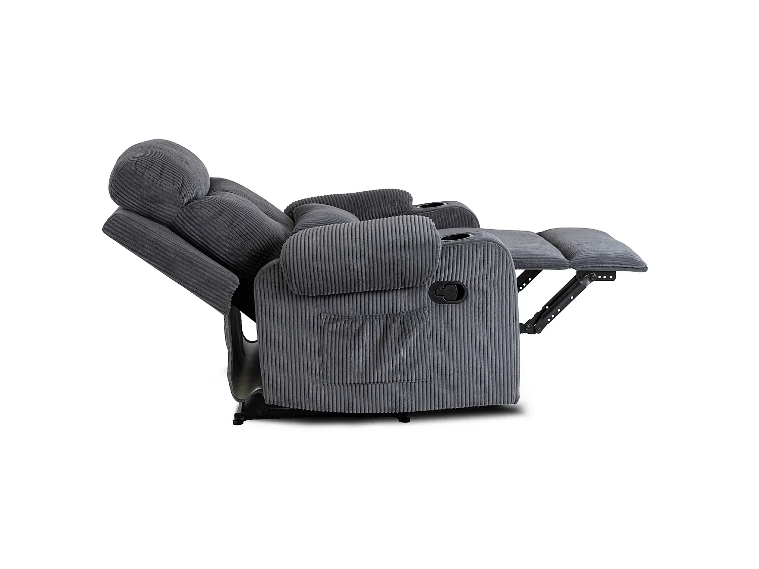 Fauteuil lounge TORRES en velours côtelé gris