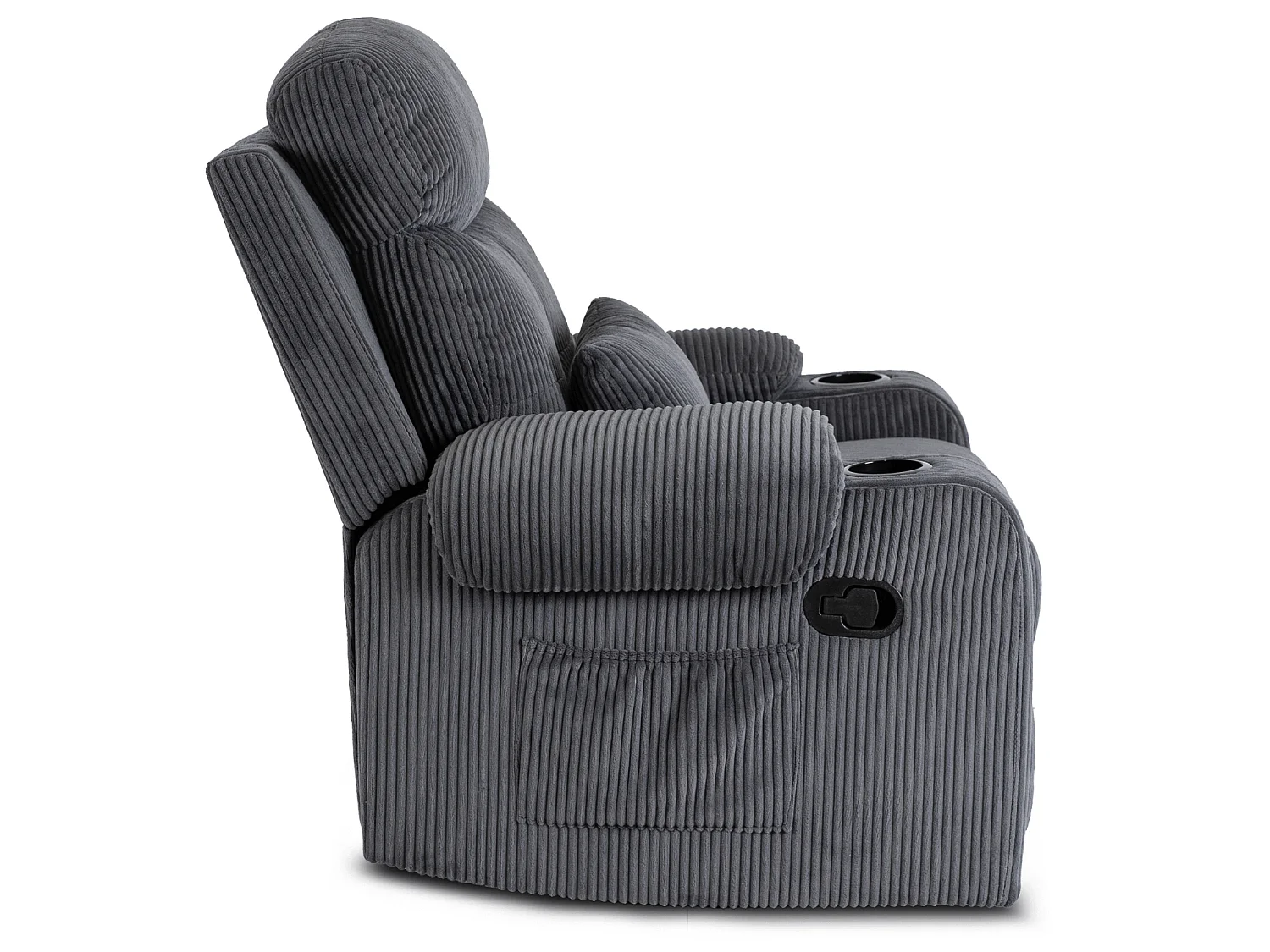 Fauteuil lounge TORRES en velours côtelé gris