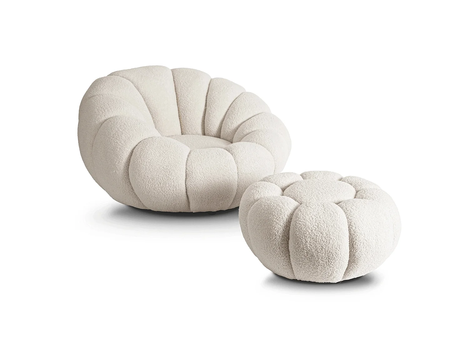 Fauteuil lounge avec crème pouffe PETTIT