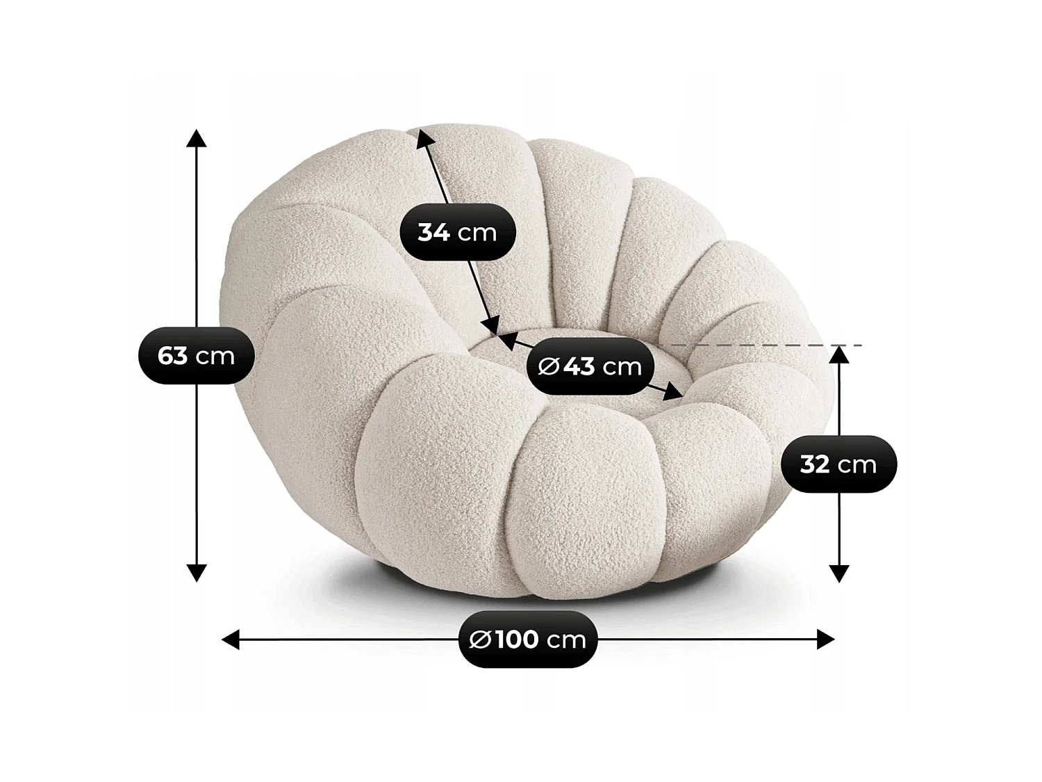Fauteuil lounge avec crème pouffe PETTIT