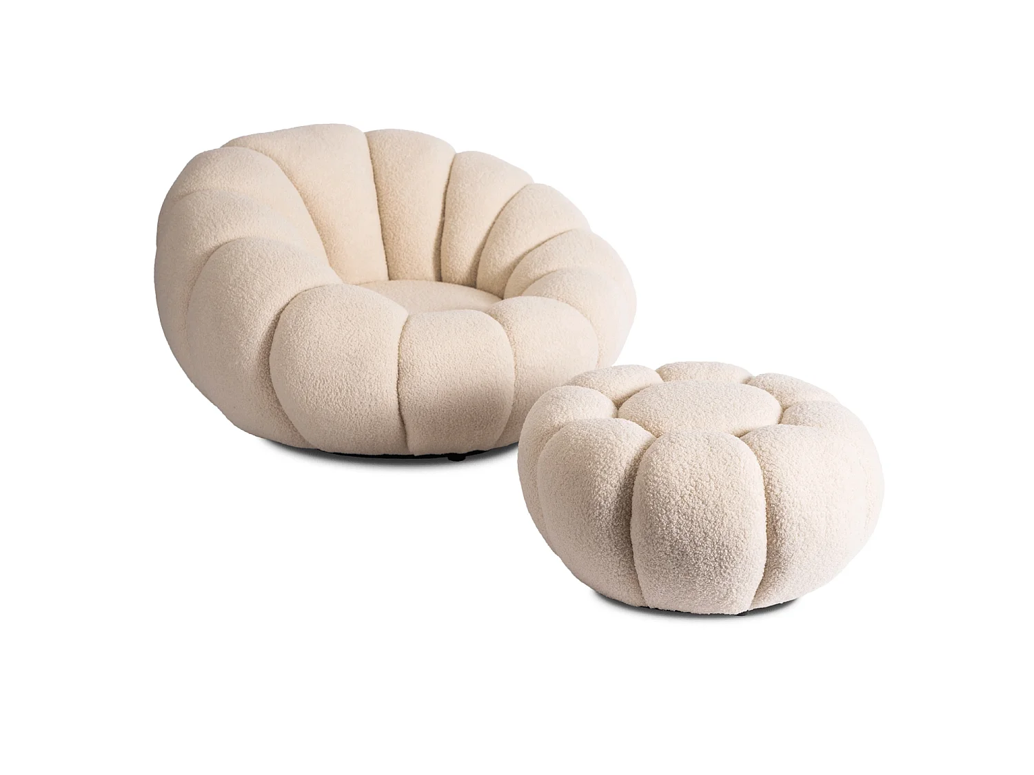 Fauteuil lounge avec pouffe PETTIT Beige