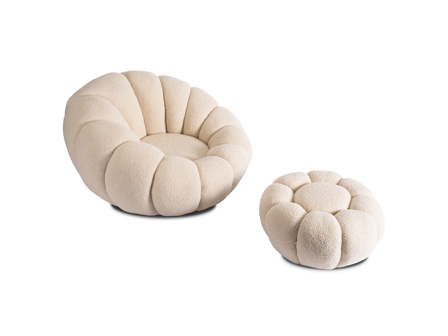 Fauteuil lounge avec pouffe PETTIT Beige