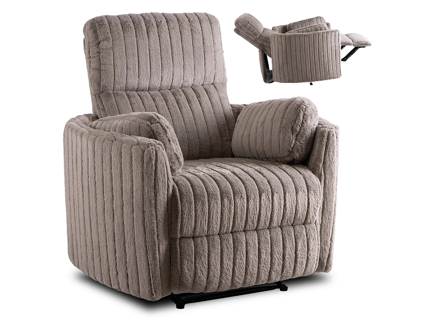 Chaise lounge RAUL en velours côtelé gris