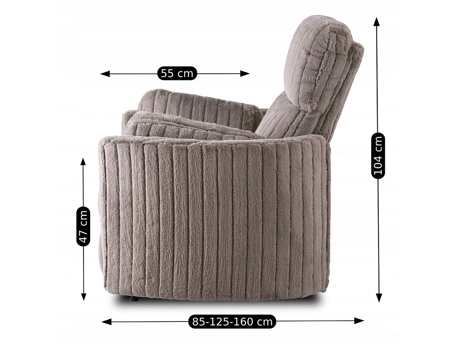 Chaise lounge RAUL en velours côtelé gris