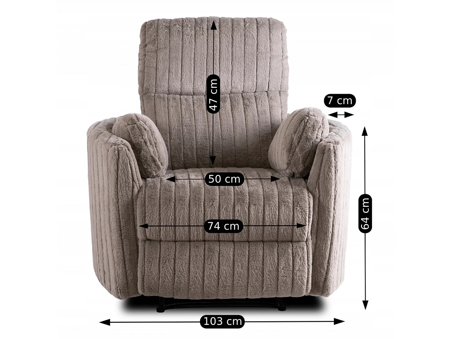 Chaise lounge RAUL en velours côtelé gris