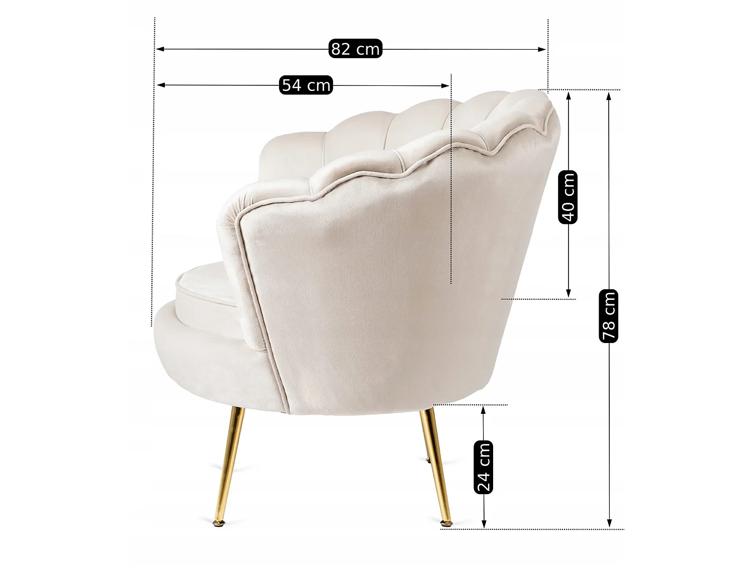 Lounge da poltrona ANGEL in Cream Velurow