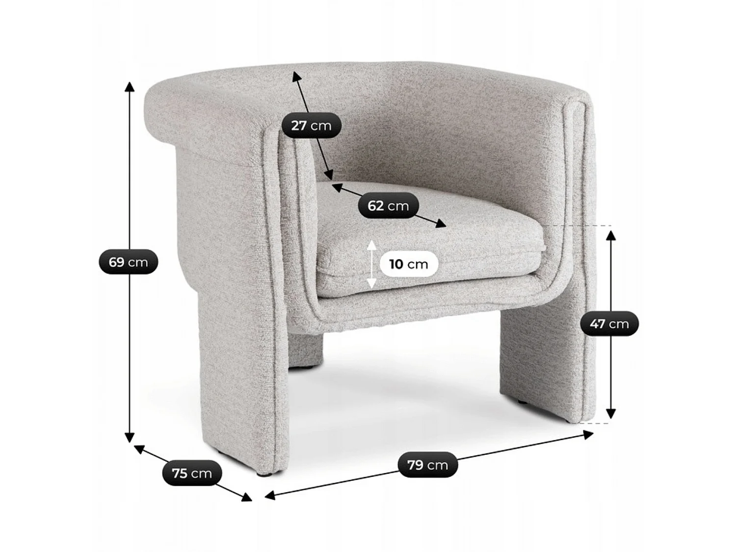 Loungefauteuil GALA voor de woonkamer in grijs