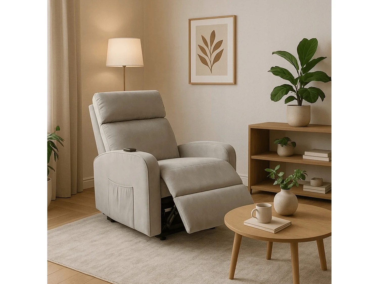 COLTON ARMCHAIR Velluto grigio con funzione in piedi