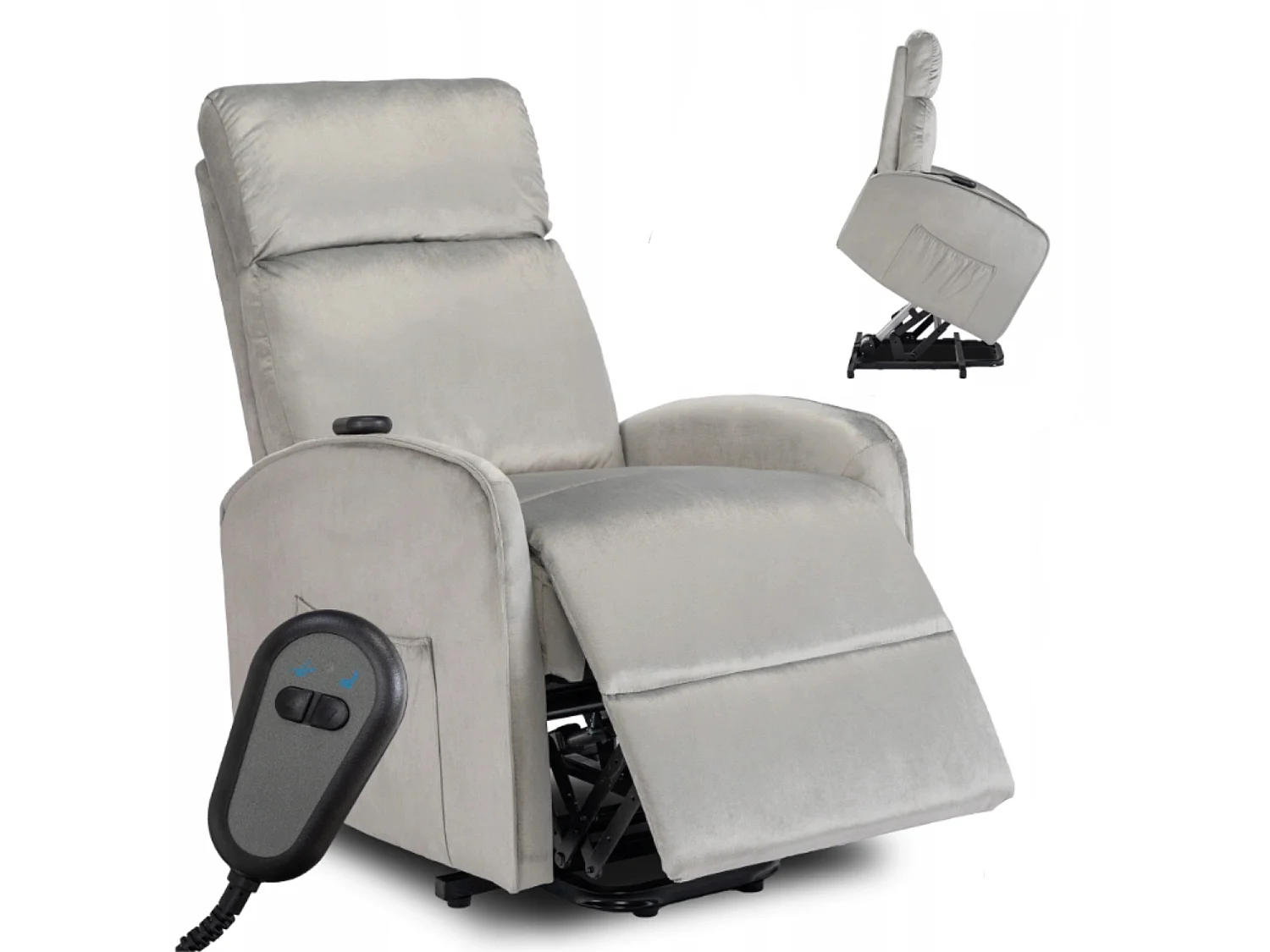 COLTON ARMCHAIR Velluto grigio con funzione in piedi