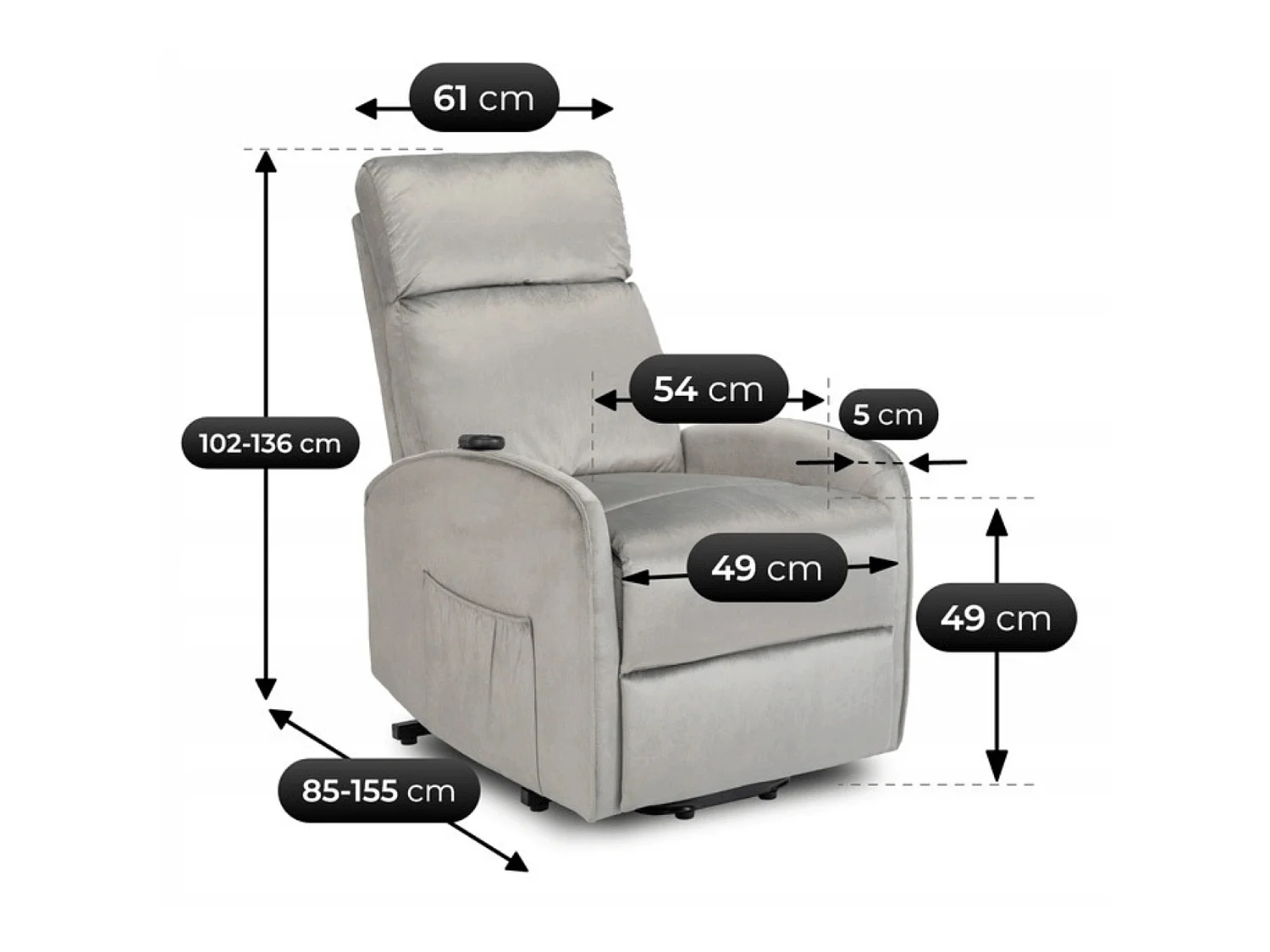 COLTON ARMCHAIR Velluto grigio con funzione in piedi