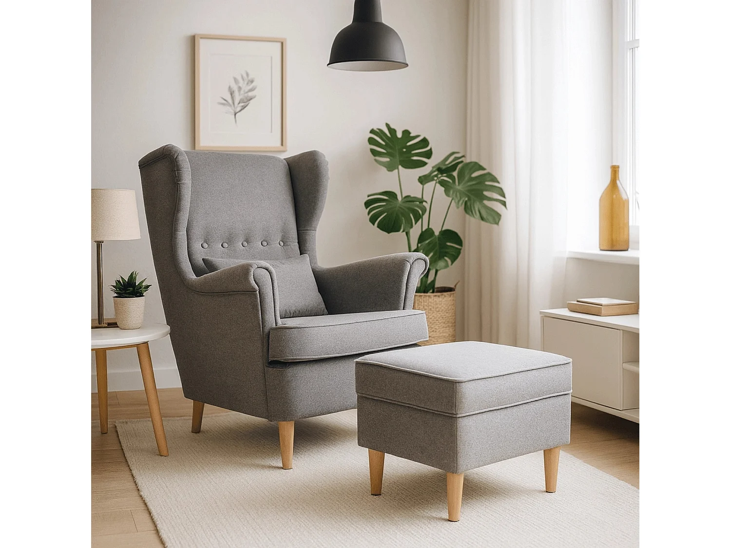 Loungefauteuil met pouffe EVAN 2 Grey