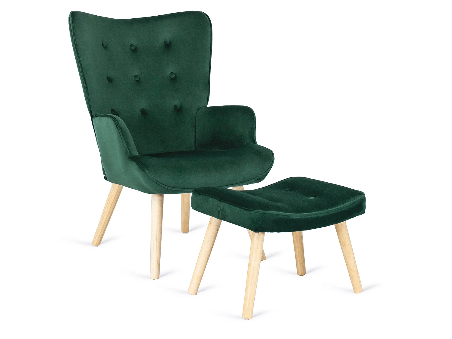 Lænestol med pouffe LOZANO Green Velour