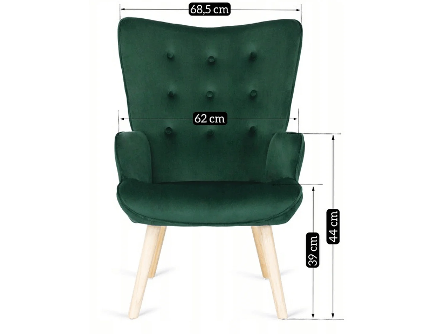 Lænestol med pouffe LOZANO Green Velour