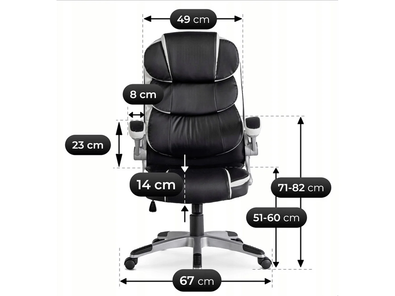 Fauteuil de bureau pivotant LIVERPOOL en cuir éco noir