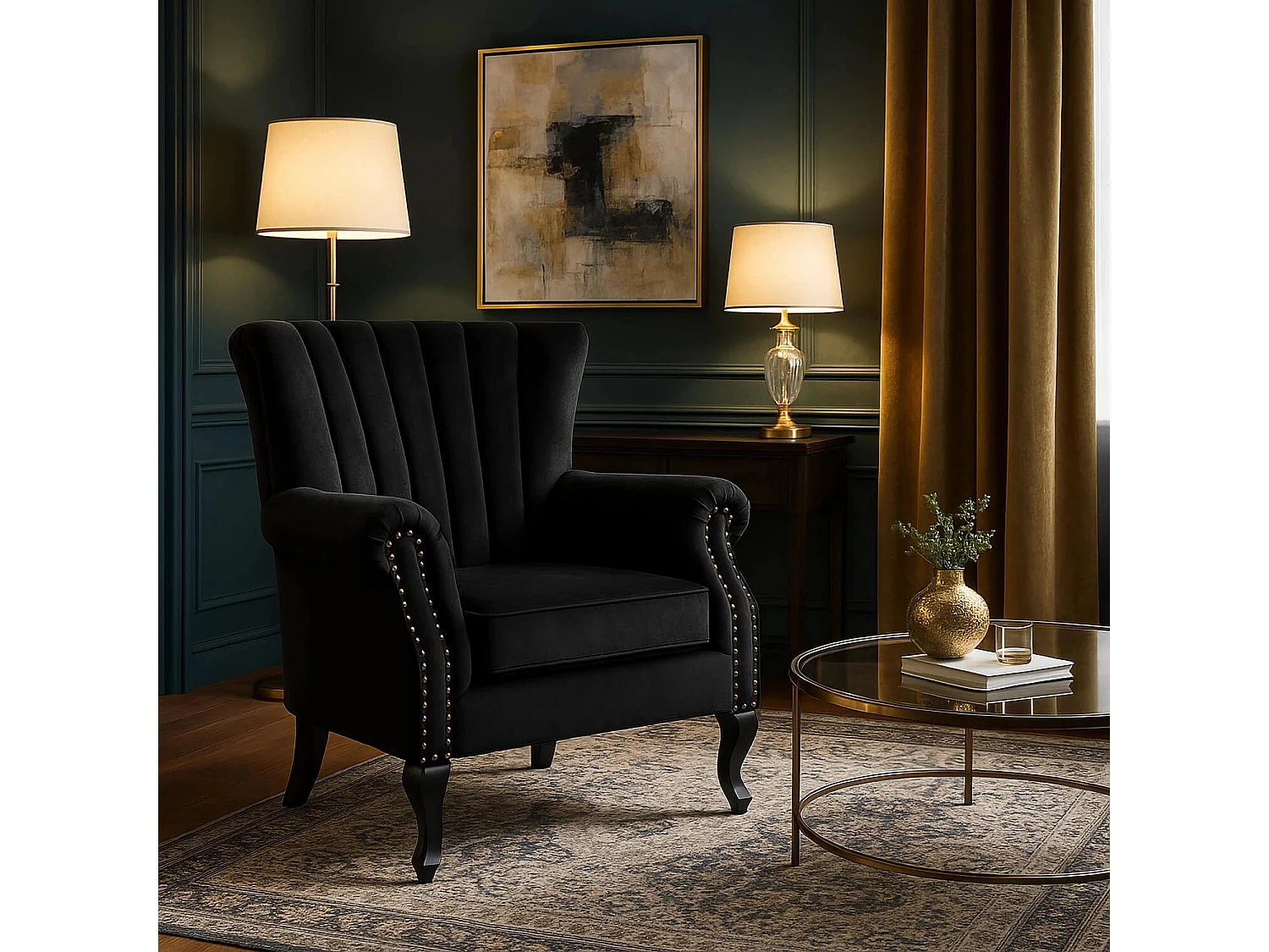 Espreguiçadeira clássica MALLO Black Velour