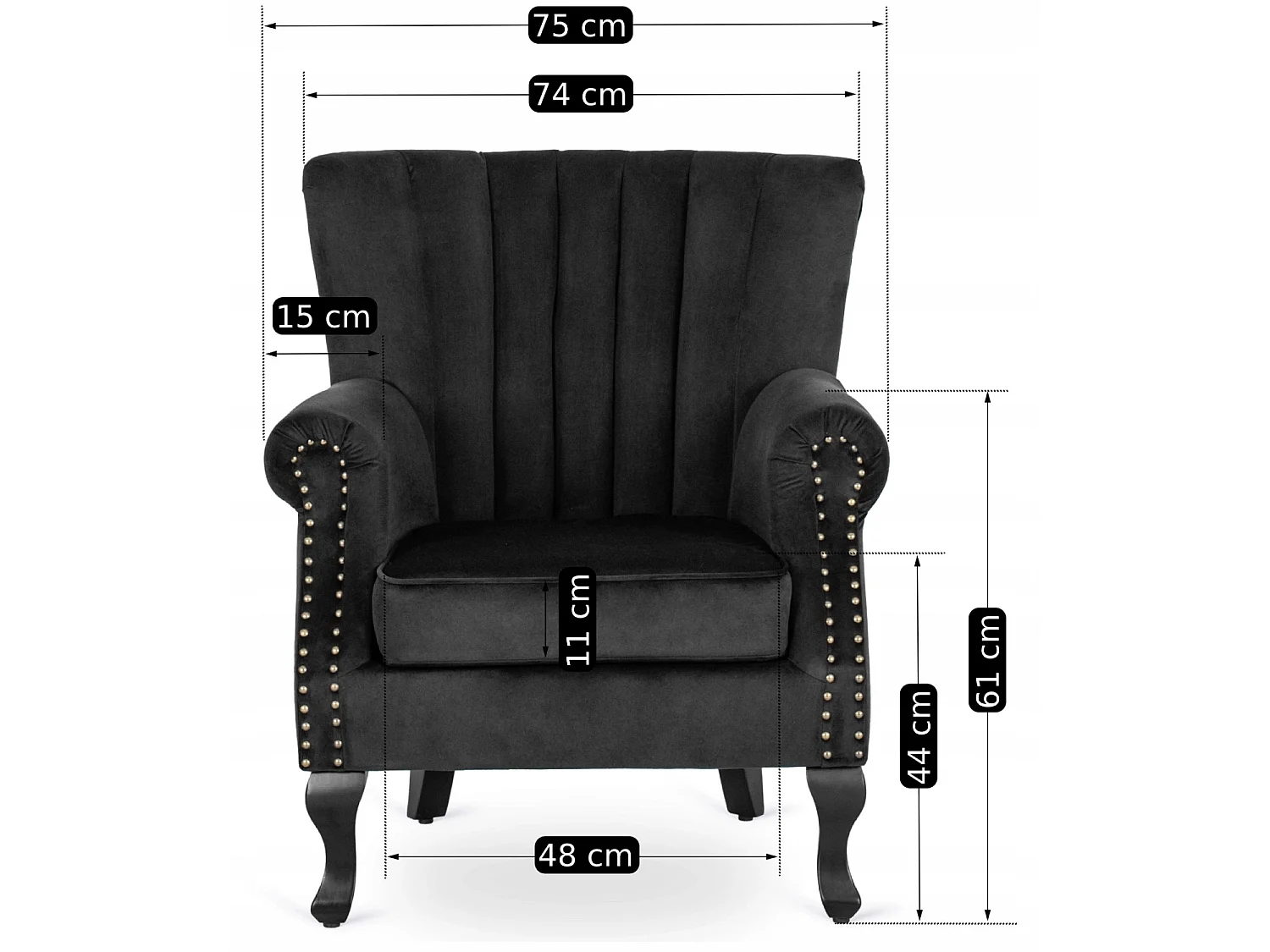 Espreguiçadeira clássica MALLO Black Velour