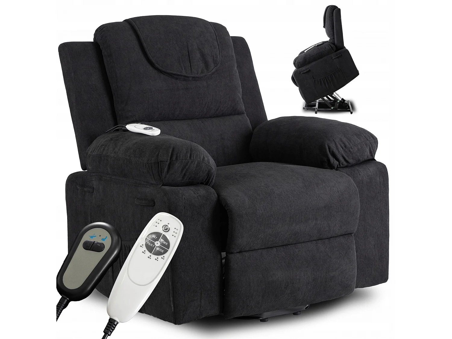Cadeira de massagem relaxante com função de pé FENIX Black