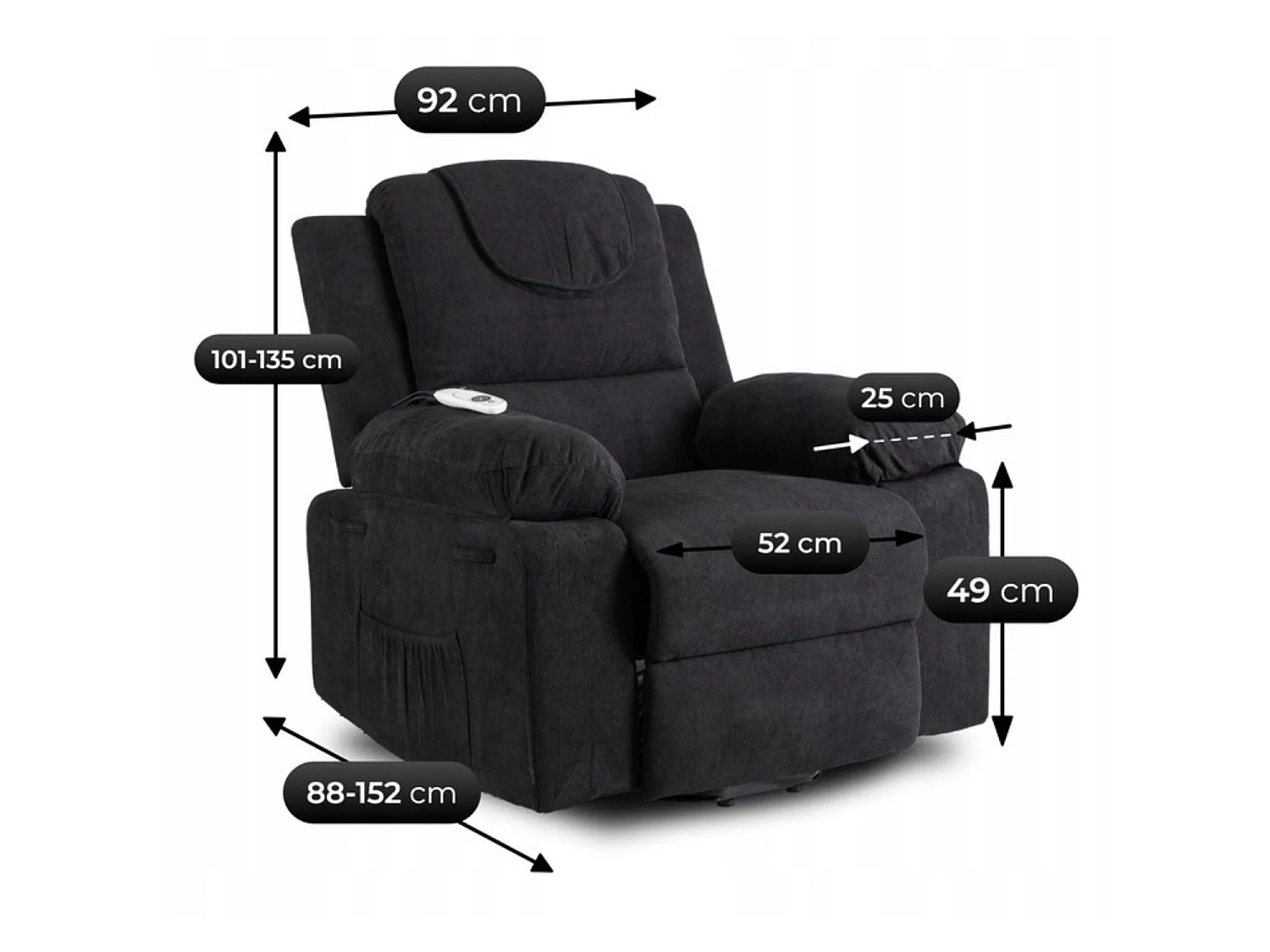 Cadeira de massagem relaxante com função de pé FENIX Black