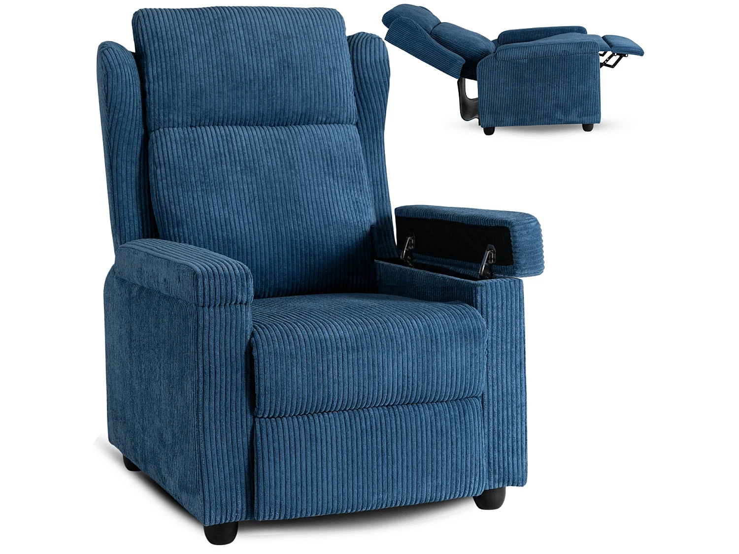 Cadeira de Veludo Cotelê SPENCER Azul Marinho