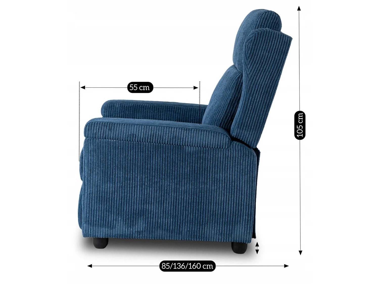 Cadeira de Veludo Cotelê SPENCER Azul Marinho