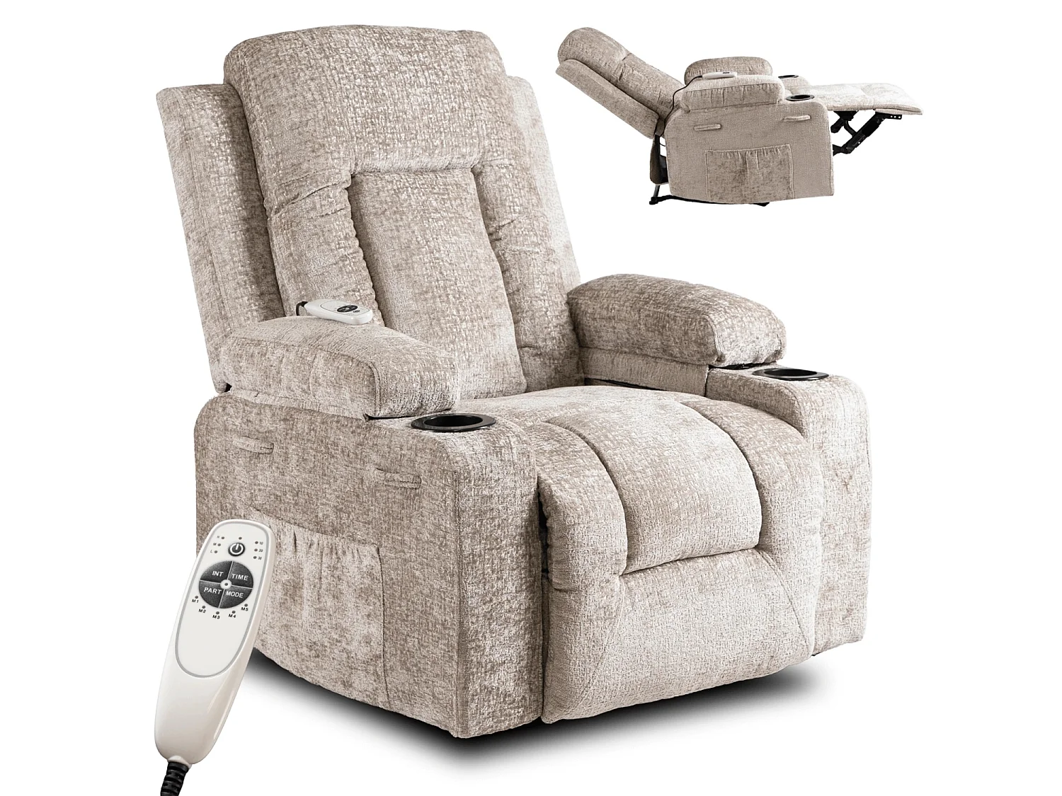 Massage-loungestol BOX Beige Velour