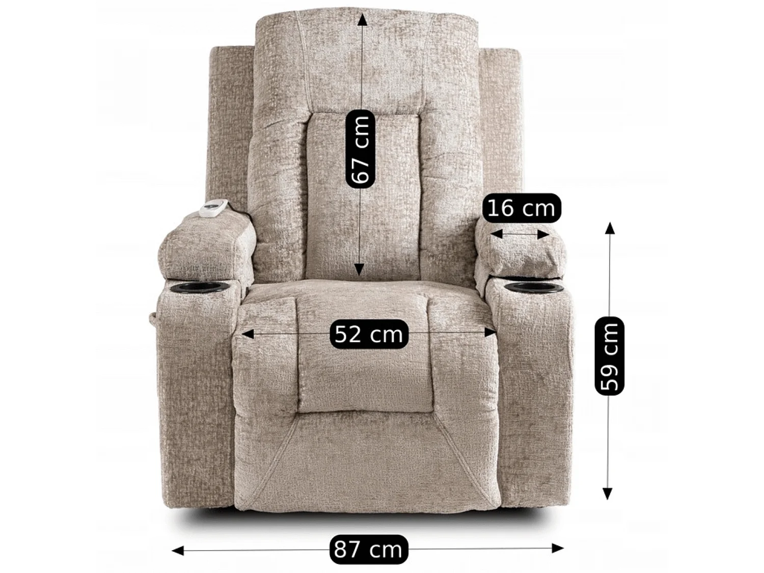 Massage-loungestol BOX Beige Velour