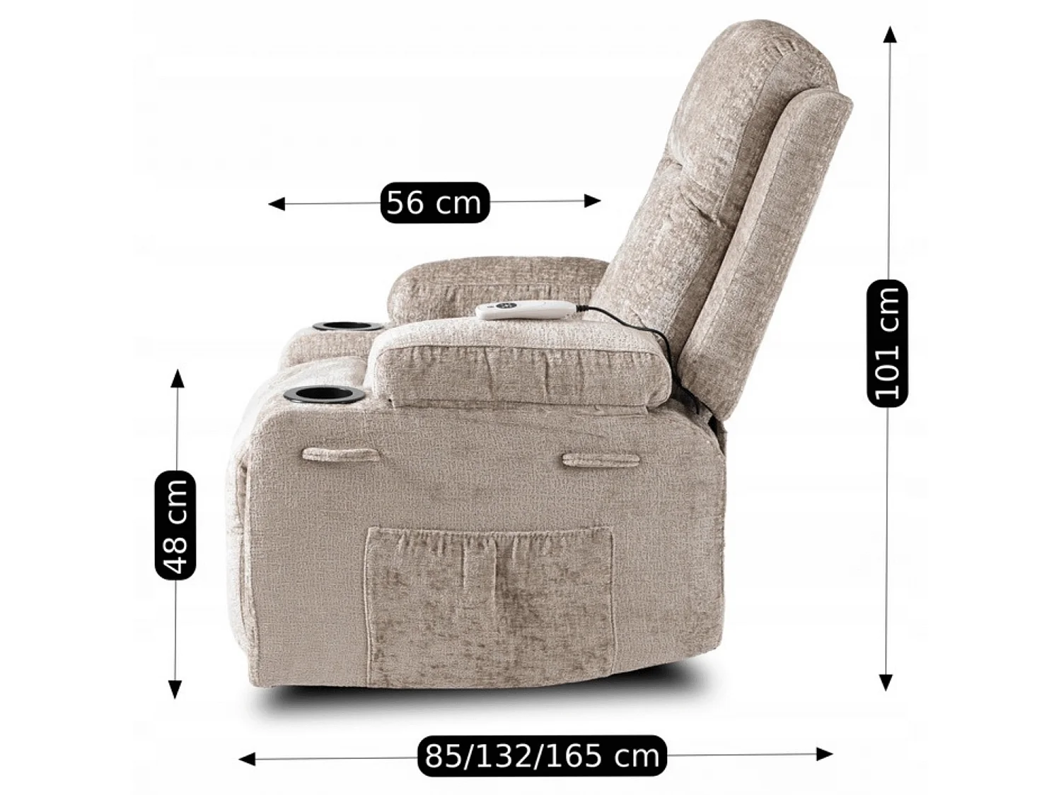 Massage-loungestol BOX Beige Velour