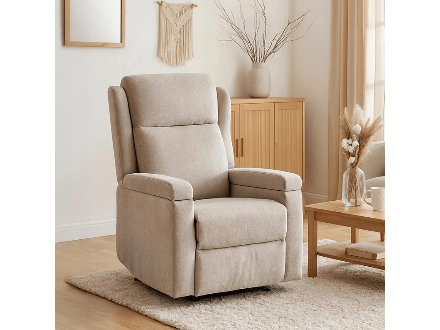 Fauteuil de massage lounge en tissu beige SEBASTIAN