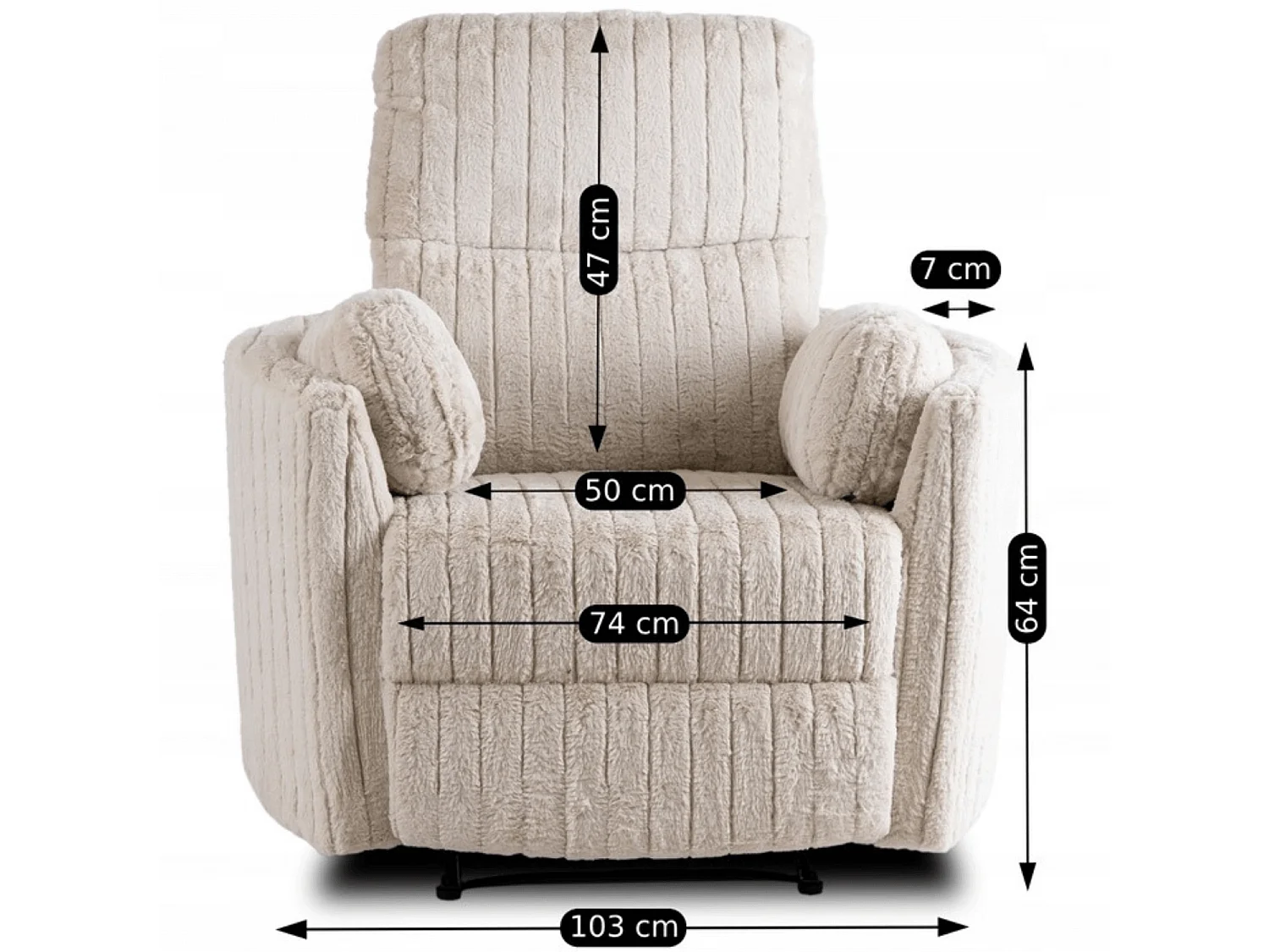 Chaise longue RAUL en velours côtelé beige
