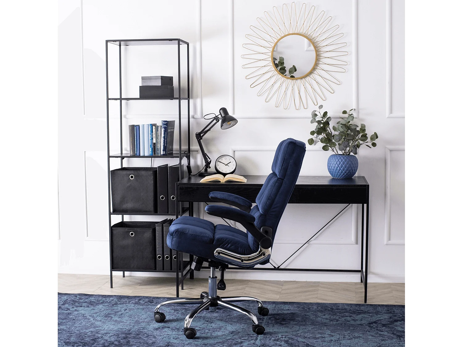 Chaise de bureau pivotante bleu marine LONDRES