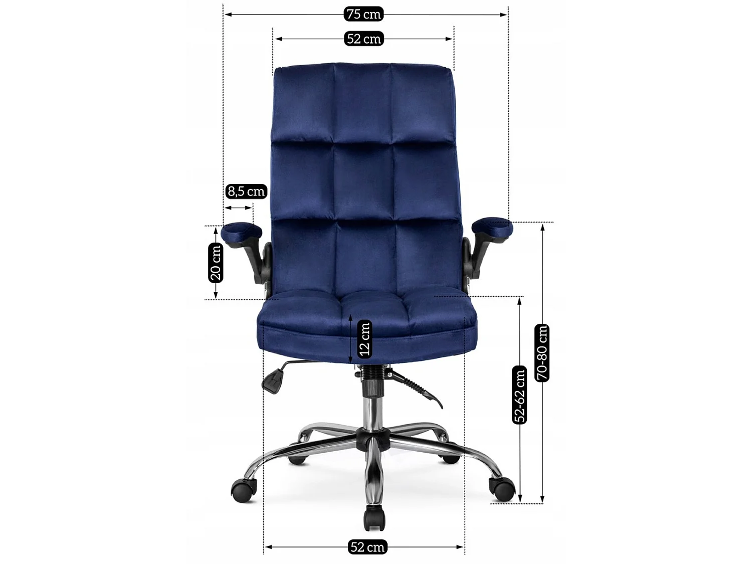 Chaise de bureau pivotante bleu marine LONDRES