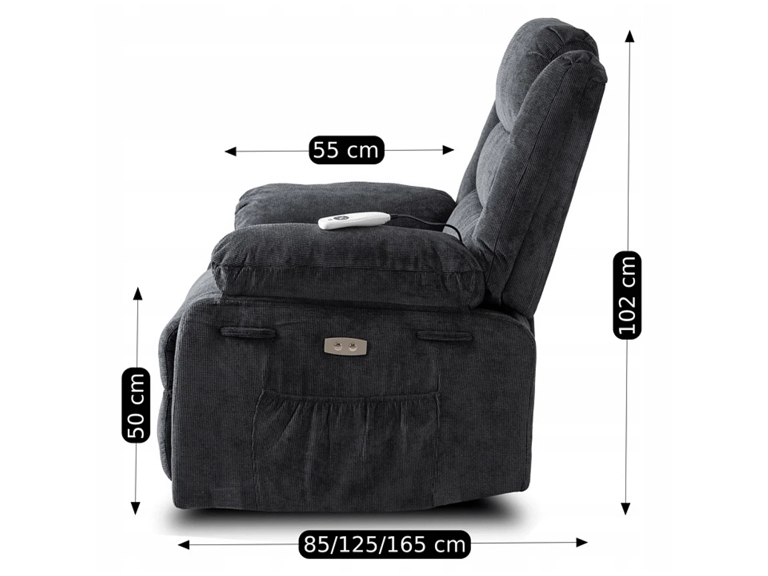 Poltrona de massagem JASPER Cinza Escuro