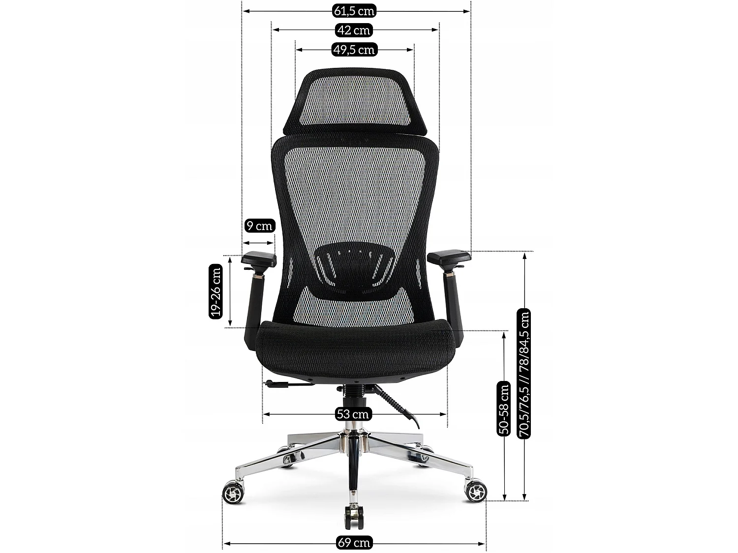 Chaise de bureau pivotante LITOS noire