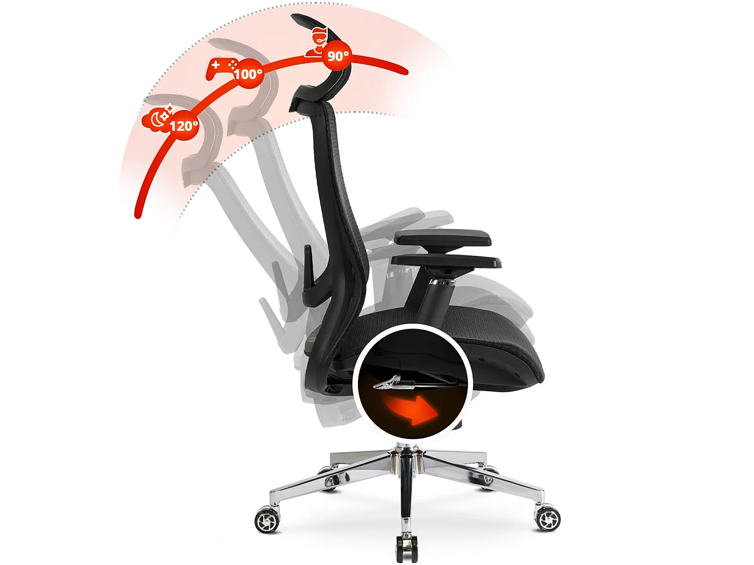 Chaise de bureau pivotante LITOS noire