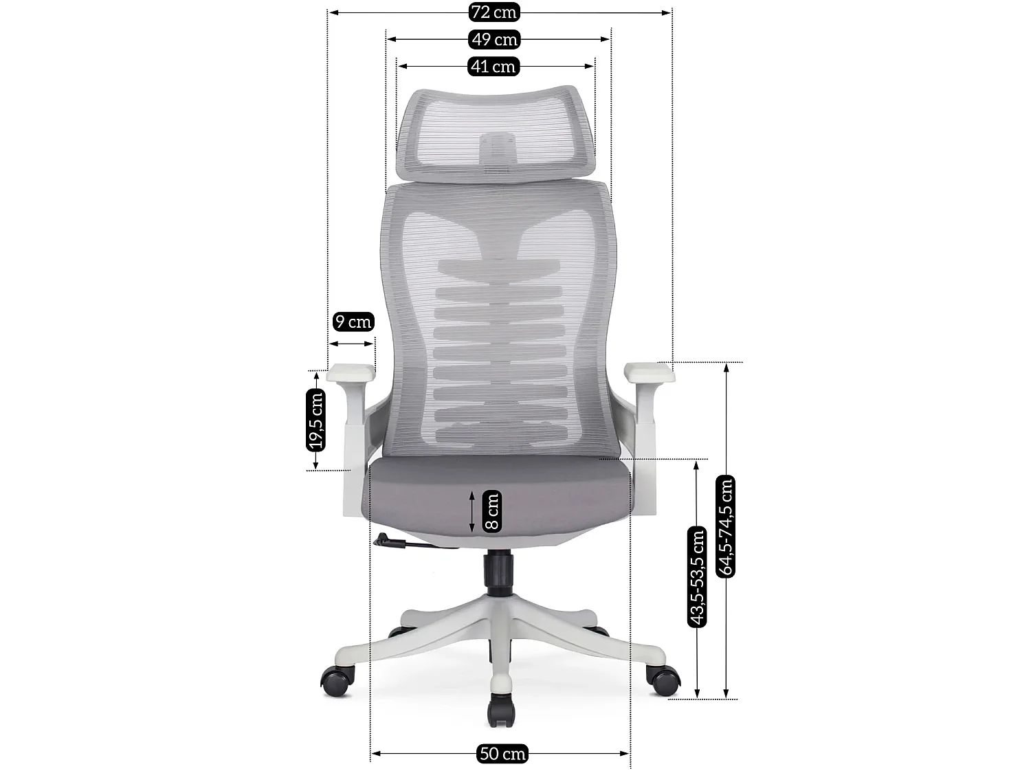 Chaise de bureau pivotante CARET 2 gris