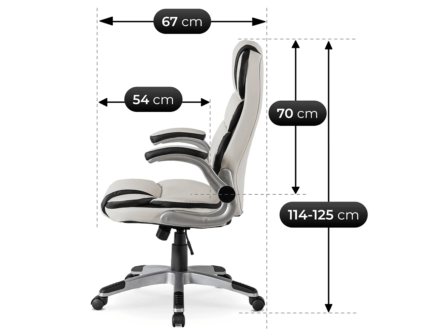 Draaibare fauteuil van kantoor LIVERPOOL wit eco-leer